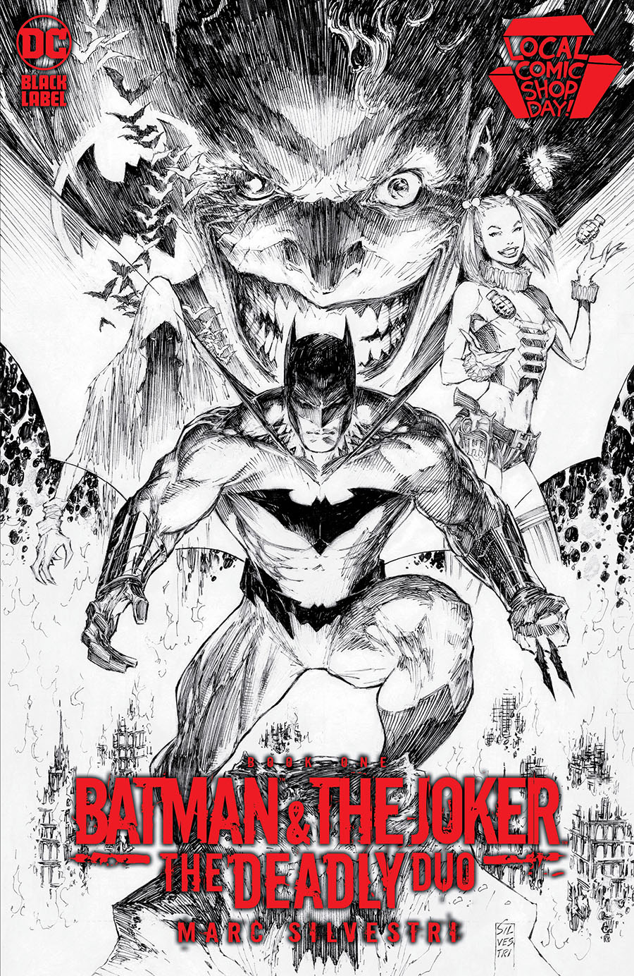 Batman & The Joker The Deadly Duo #1 Cover H Variant Marc Silvestri LCSD 2022 Black & White Edition Foil Cover