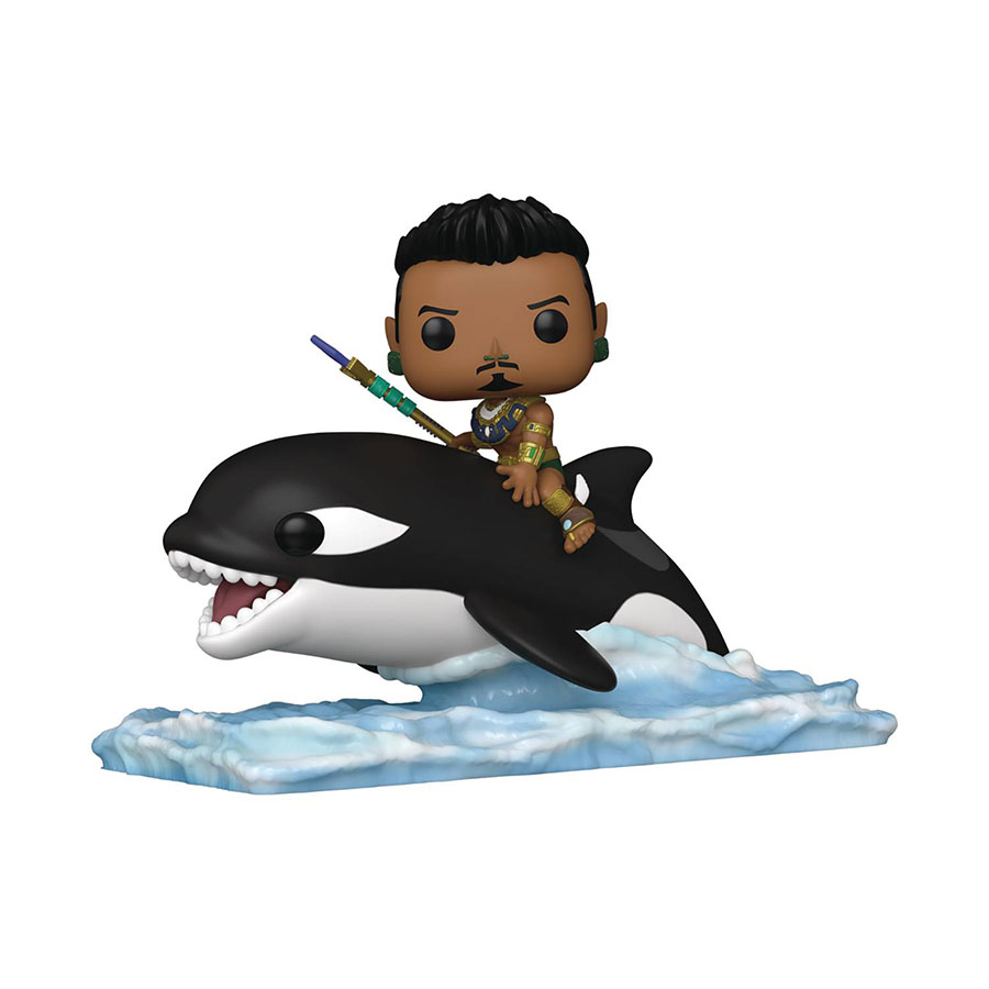 POP Rides Super Deluxe Black Panther Wakanda Forever Namor With Orca Vinyl Bobble Head