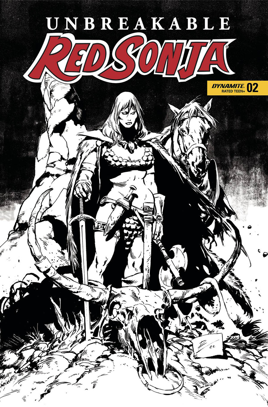 Unbreakable Red Sonja #2 Cover O Incentive Roberto De La Torre Black & White Cover