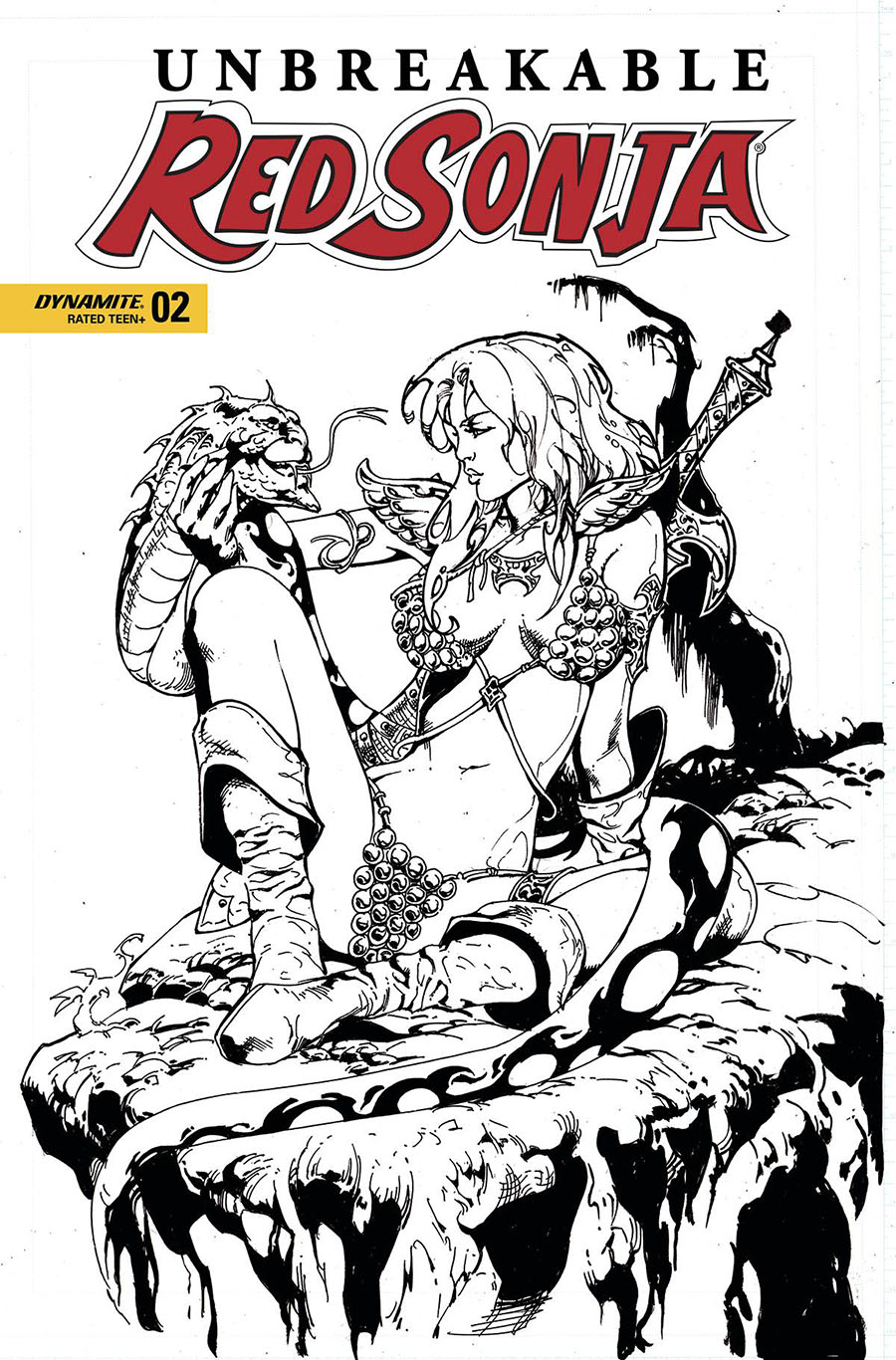 Unbreakable Red Sonja #2 Cover P Incentive Roberto Castro Black & White Cover