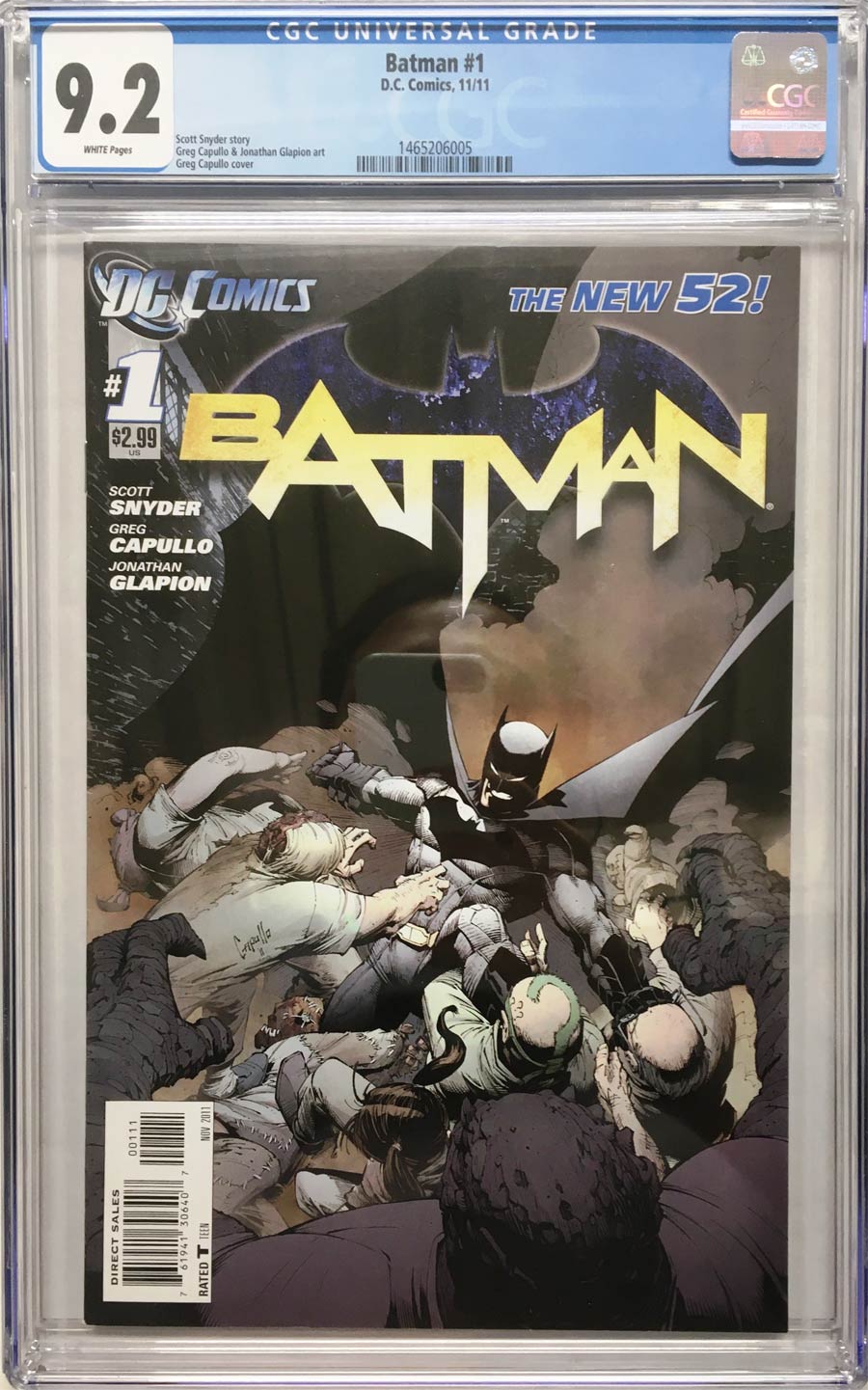 Batman Vol 2 #1 Cover I CGC 9.2 1st Ptg Regular Greg Capullo Cover