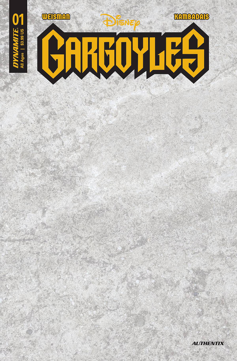 Gargoyles Vol 3 #1 Cover Z-C Variant Grey Blank Authentix Cover