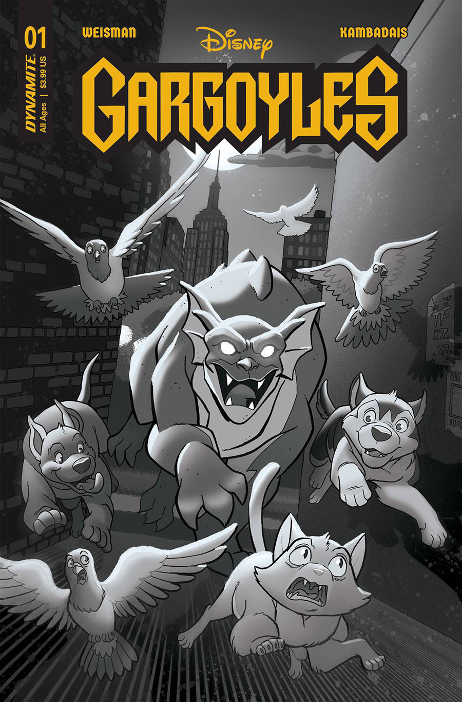 Gargoyles Vol 3 #1 Cover Z-D Incentive Tony Fleecs & Trish Forstner Black & White Cover