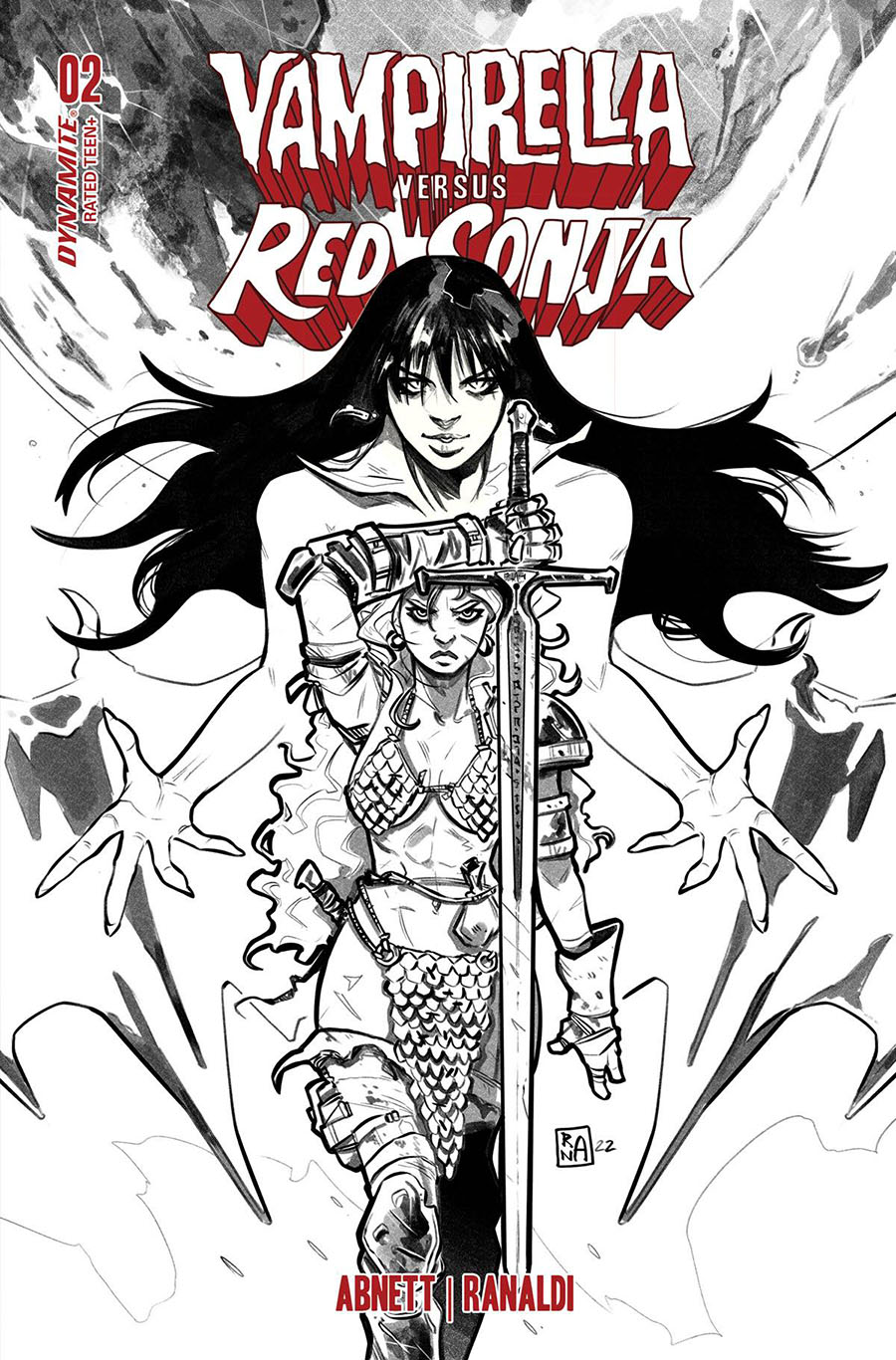 Vampirella vs Red Sonja #2 Cover Q Incentive Alessandro Ranaldi Black & White Cover