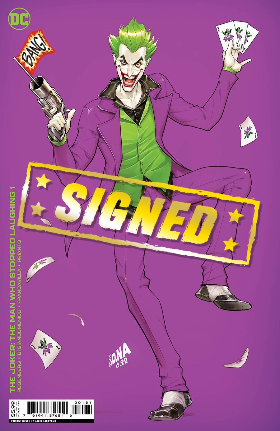 Joker The Man Who Stopped Laughing #1 Cover L Variant David Nakayama Madness Foil Cover Signed By Matthew Rosenberg