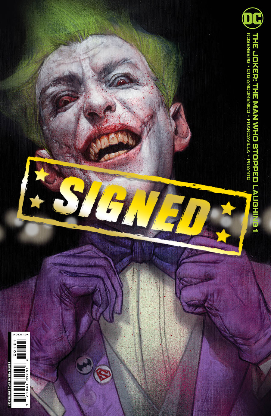 Joker The Man Who Stopped Laughing #1 Cover N Incentive Ben Oliver Variant Cover Signed By Matthew Rosenberg