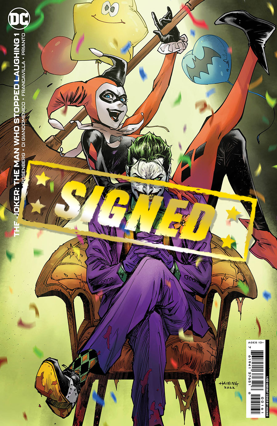 Joker The Man Who Stopped Laughing #1 Cover O Incentive Haining Variant Cover Signed By Matthew Rosenberg