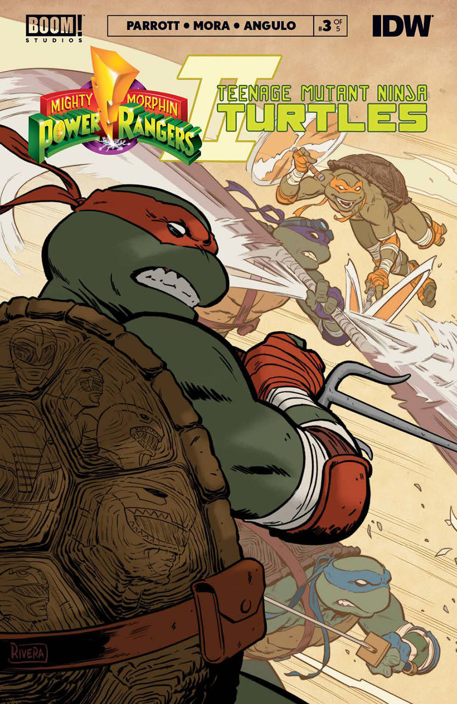 Mighty Morphin Power Rangers Teenage Mutant Ninja Turtles II #3 Cover D Variant Paolo Rivera TMNT Cover