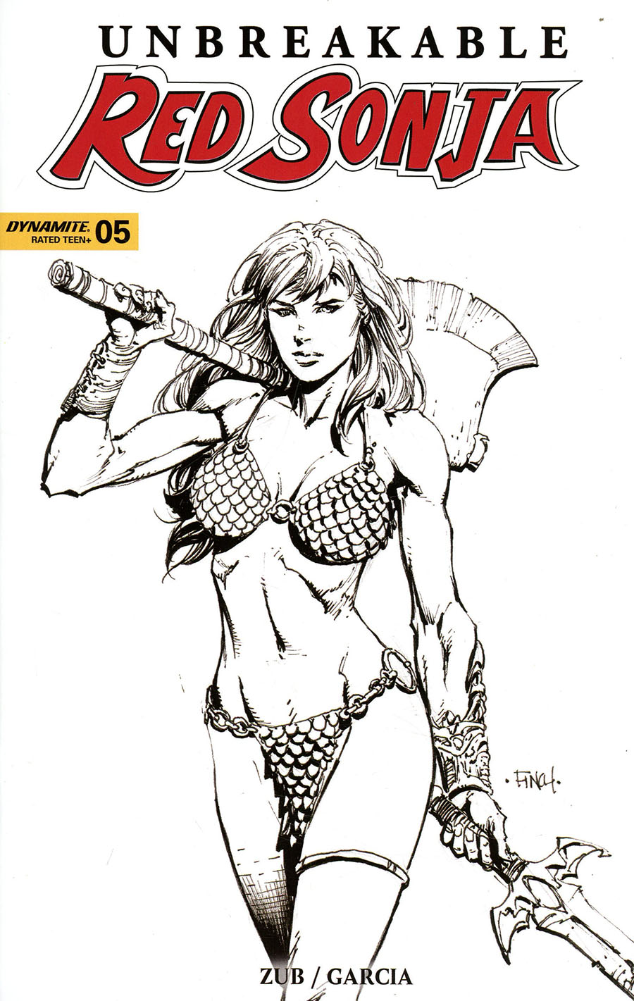 Unbreakable Red Sonja #5 Cover D Variant David Finch Black & White Cover