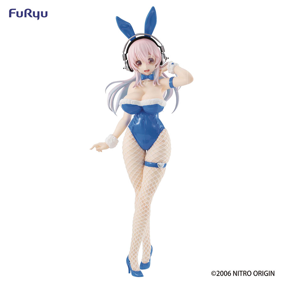 Super Sonico Bicute Bunnies Blue Rabbit PVC Figure