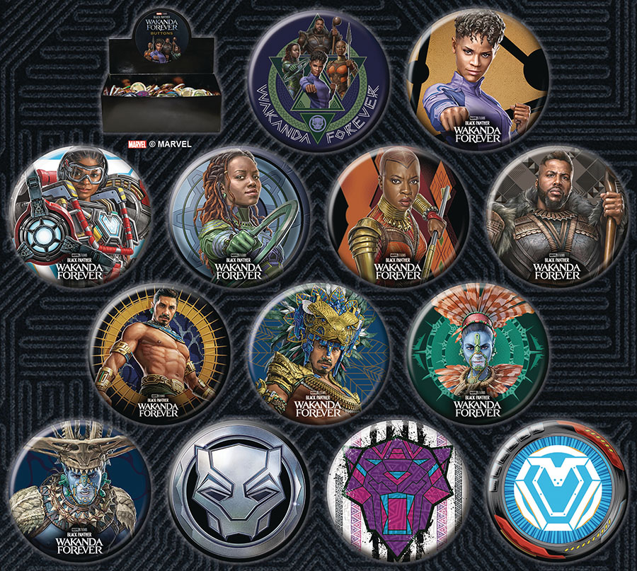 Black Panther Wakanda Forever Button 144-Piece Assortment Case