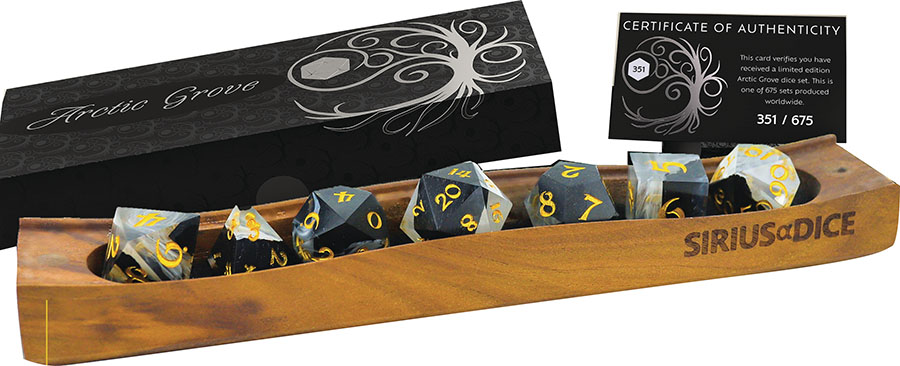 Wood Resin RPG Dice Set - Arctic Grove
