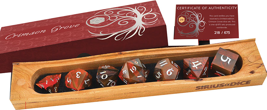 Wood Resin RPG Dice Set - Crimson Grove