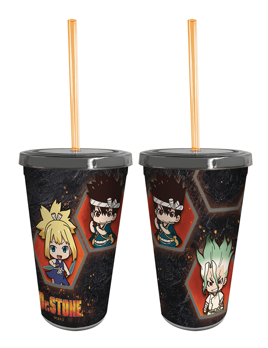 Dr Stone 16-Ounce Plastic Tumbler & Straw Set