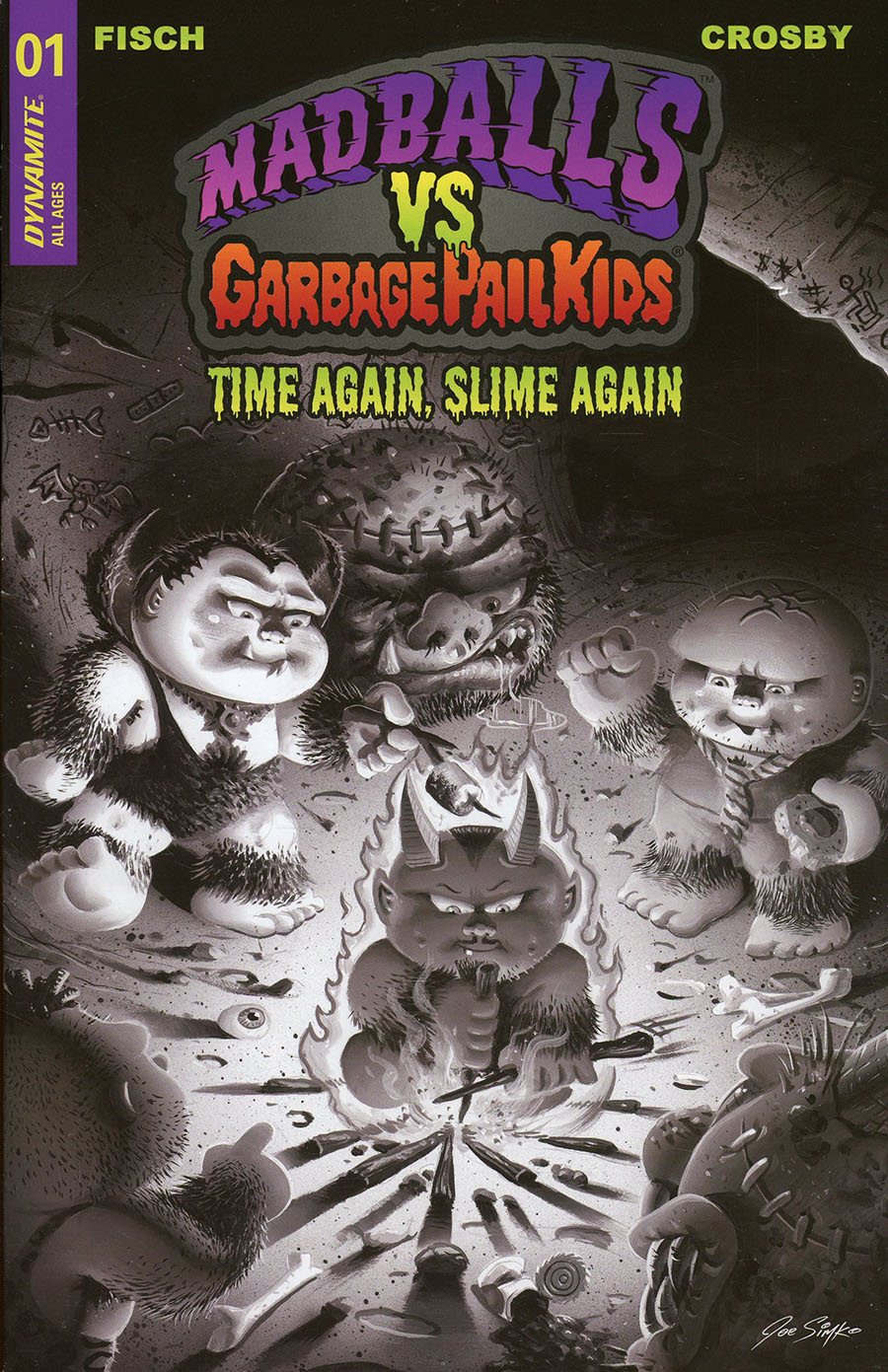 Madballs vs Garbage Pail Kids Time Again Slime Again #1 Cover G Incentive Joe Simko Black & White Cover