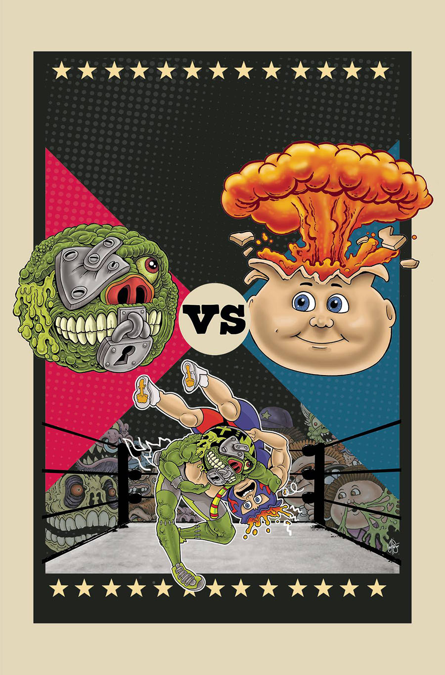 Madballs vs Garbage Pail Kids Time Again Slime Again #1 Cover I Incentive Vintage Fight Poster Card Stock Virgin Cover