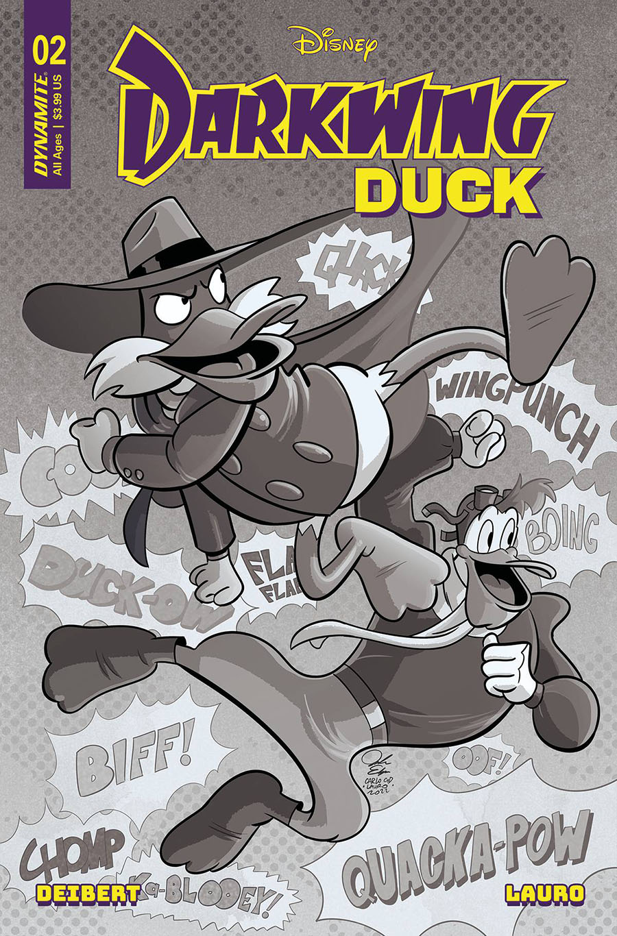 Darkwing Duck Vol 3 #2 Cover J Incentive Jacob Edgar Black & White Cover