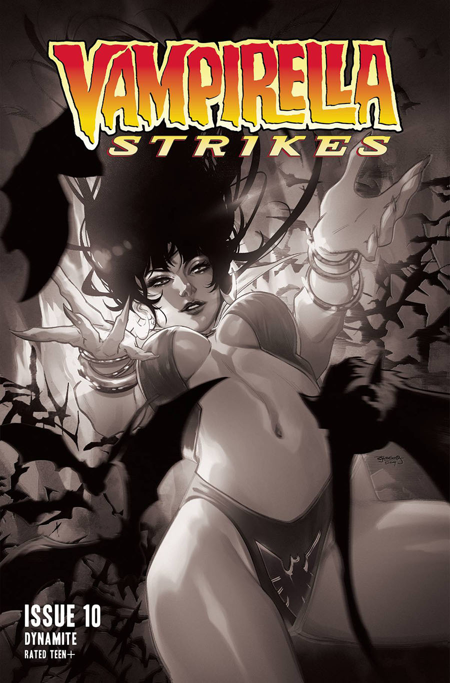Vampirella Strikes Vol 3 #10 Cover H Incentive Stephen Segovia Black & White Cover