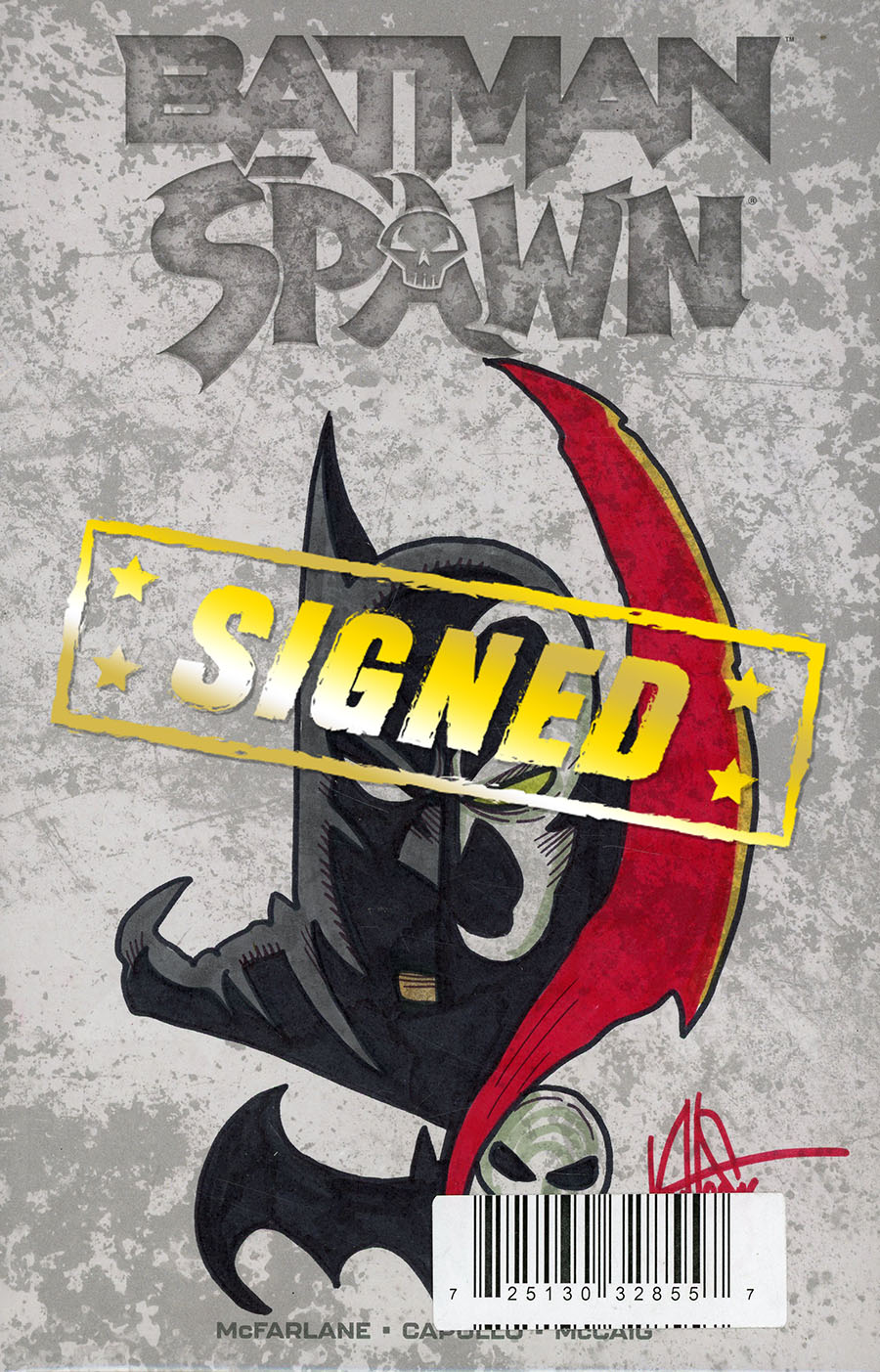 Batman Spawn #1 (One Shot) Cover Z-A DF Blank Variant Commissioned Cover Art Signed & Remarked By Ken Haeser With A Batman Spawn Hand-Drawn Sketch