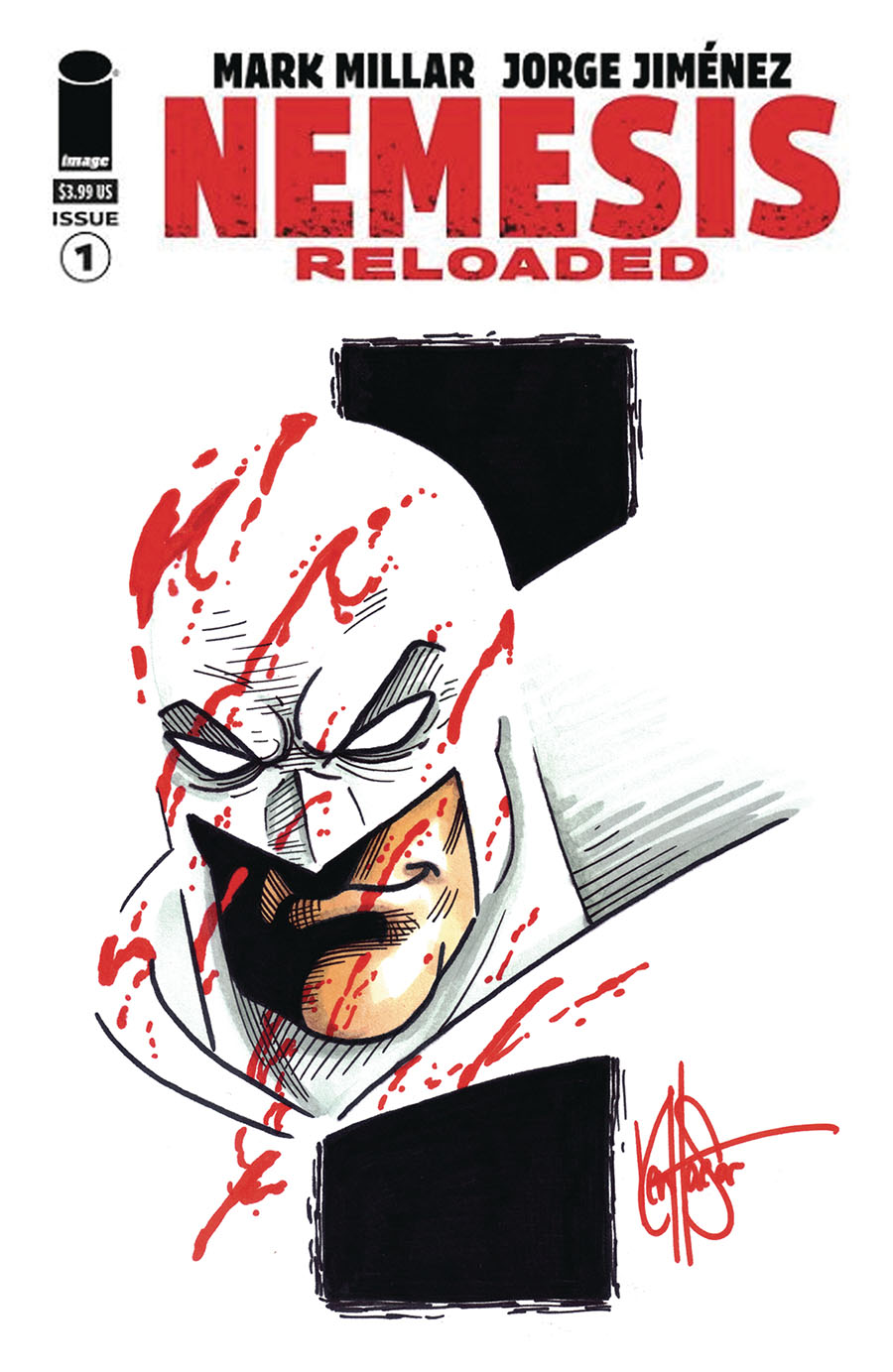 Nemesis Reloaded #1 Cover J DF Blank Variant Commissioned Cover Art Signed & Remarked By Ken Haeser With A Nemesis Hand-Drawn Sketch
