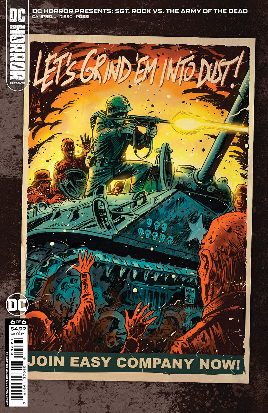 DC Horror Presents Sgt Rock vs The Army Of The Dead #6 Cover B Variant Francesco Francavilla Card Stock Cover