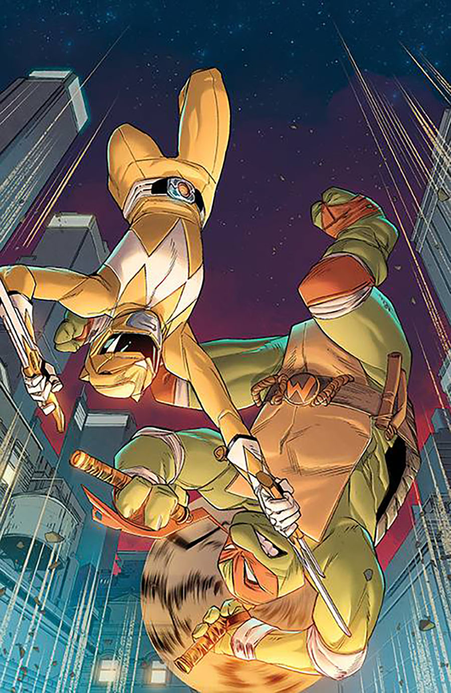 Mighty Morphin Power Rangers Teenage Mutant Ninja Turtles II #3 Cover H Incentive Ig Guara Card Stock Virgin Variant Cover