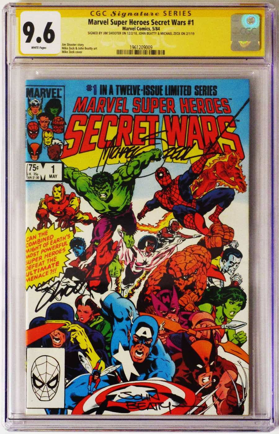 Marvel Super-Heroes Secret Wars #1 Cover D 1st Ptg CGC Signature Series 9.6 Jim Shooter John Beatty & Michael Zeck Signature