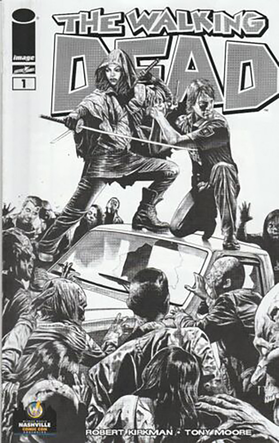 Walking Dead #1 Cover Z-Z-C Wizard World Nashville Comic Con Exclusive Mico Suayan Black & White Variant Cover Signed By Mico Suayan