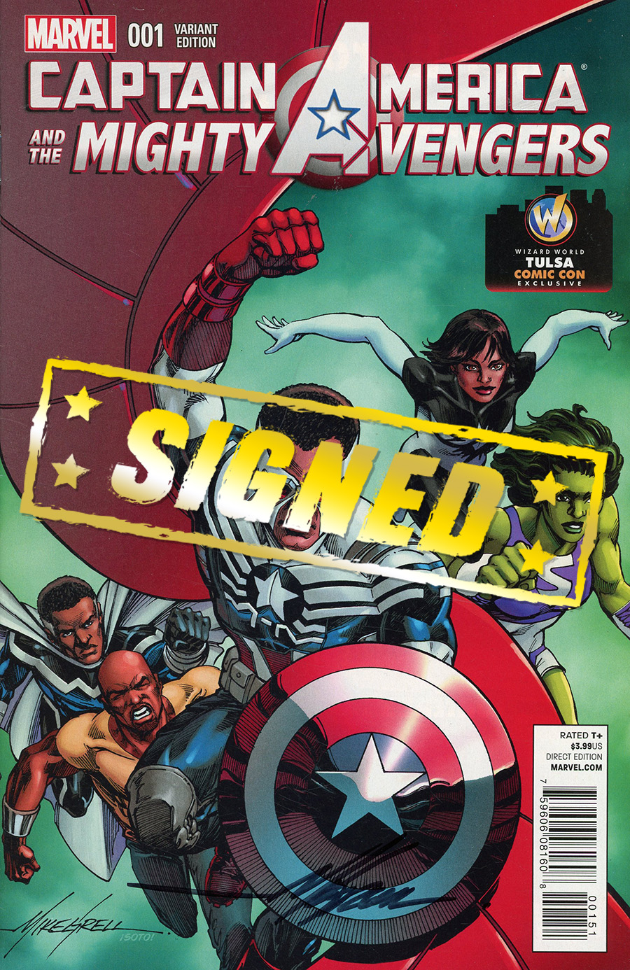Captain America And The Mighty Avengers #1 Cover E Wizard World Tulsa Con Exclusive Mike Grell Variant Cover Signed By Mike Grell Without Certificate