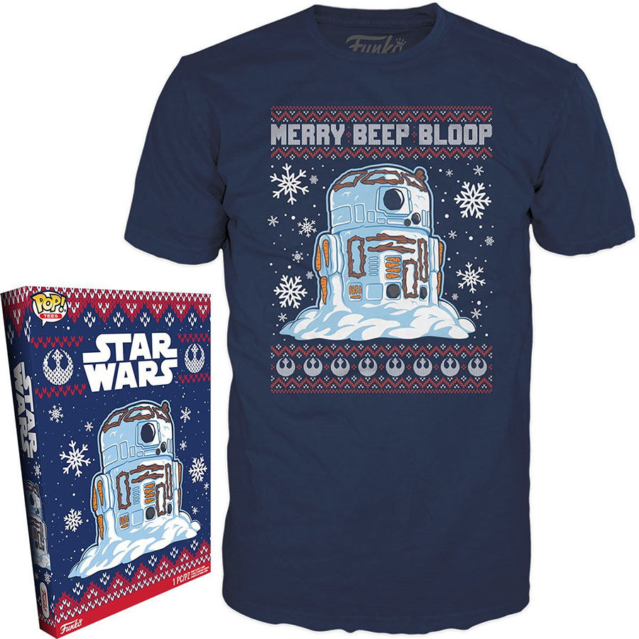 POP Boxed Tee Star Wars Holiday R2D2 Snowman T-Shirt X-Small