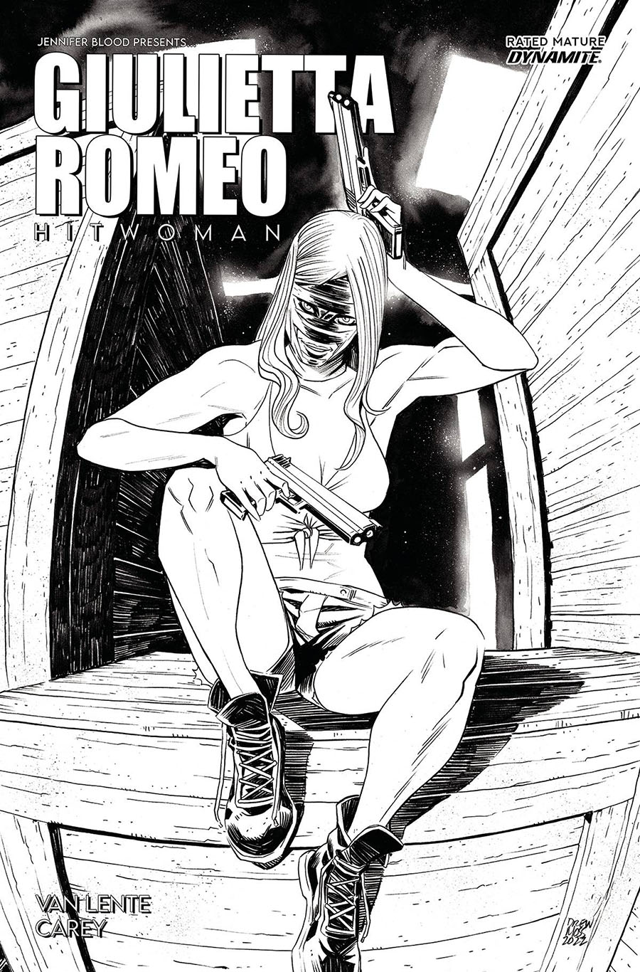 Jennifer Blood Presents Giulietta Romeo Hitwoman #1 (One Shot) Cover I Incentive Drew Moss Black & White Cover