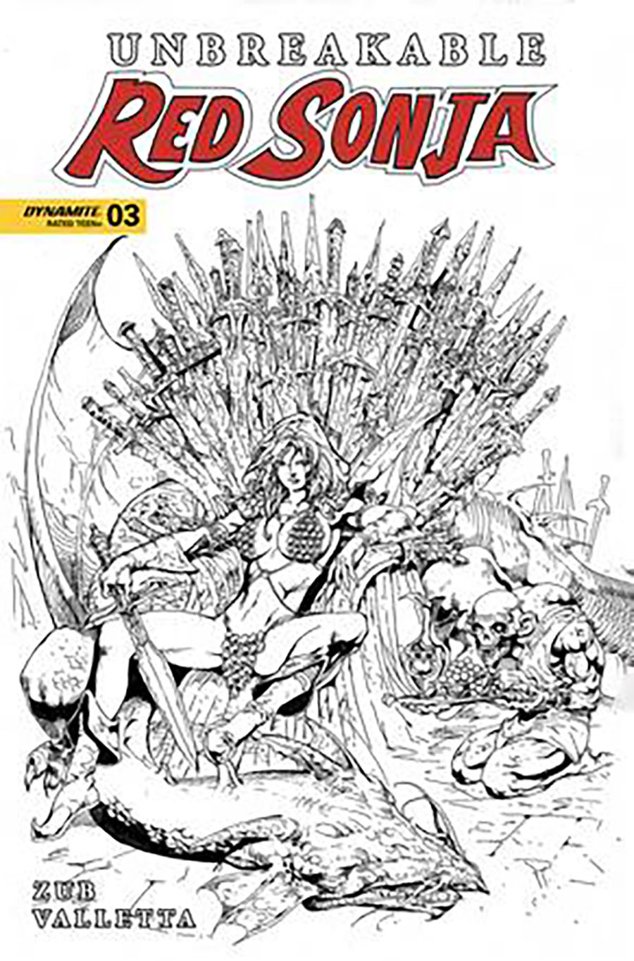 Unbreakable Red Sonja #3 Cover P Incentive Roberto Castro Black & White Cover