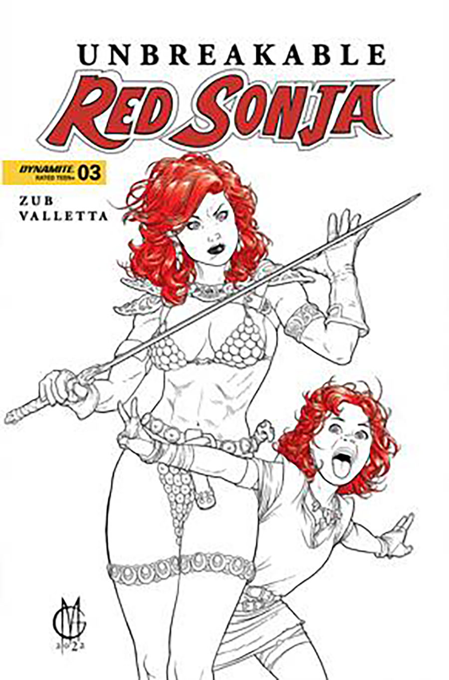 Unbreakable Red Sonja #3 Cover R Incentive Giuseppe Matteoni Black & White Cover