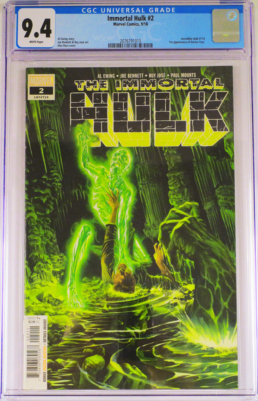 Immortal Hulk #2 Cover J 1st Ptg CGC 9.4 Regular Alex Ross Cover 