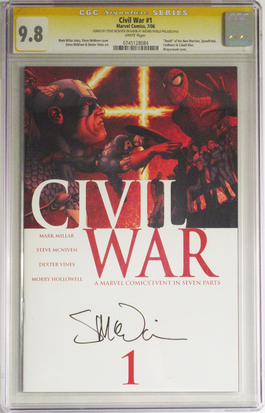 Civil War #1 Cover K 1st Ptg Regular Cover CGC Signature Series 9.8 Signed by Steve McNiven 