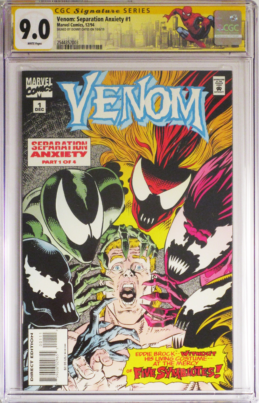 Venom Separation Anxiety #1 Cover B CGC Signature Series 9.0 Signed by Donnie Cates