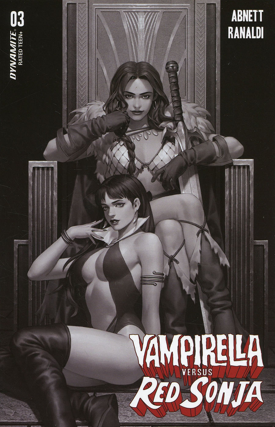 Vampirella vs Red Sonja #3 Cover N Incentive Junggeun Yoon Black & White Cover