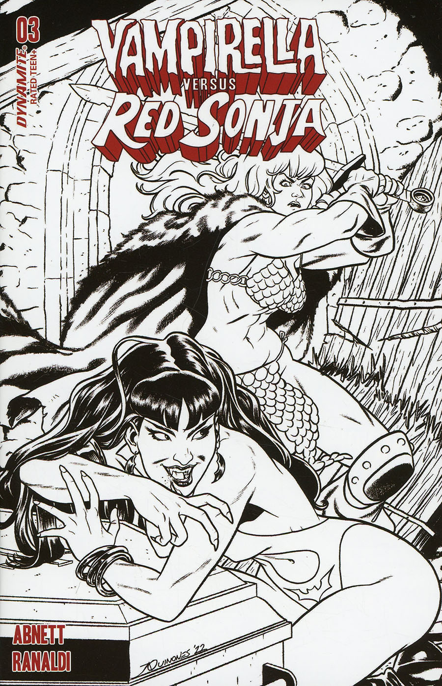 Vampirella vs Red Sonja #3 Cover O Incentive Joe Quinones Line Art Cover