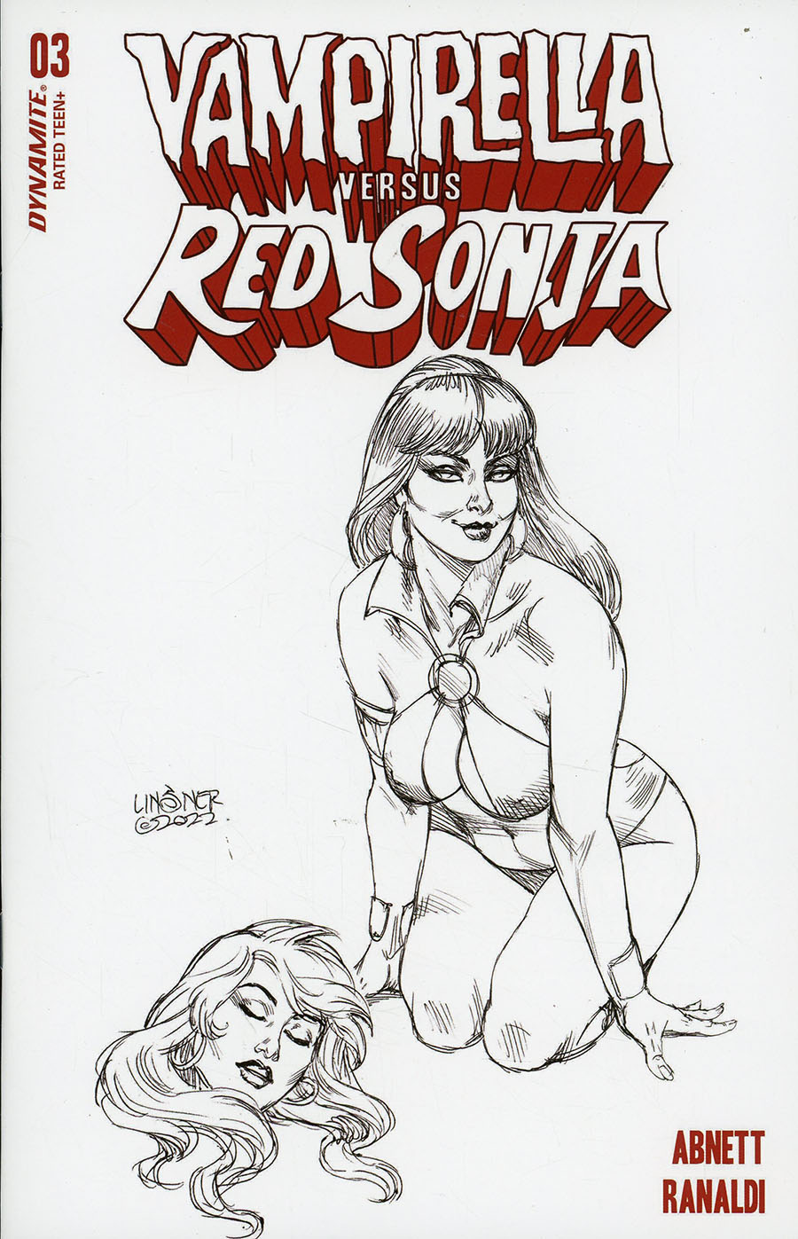 Vampirella vs Red Sonja #3 Cover Q Incentive Joseph Michael Linsner Line Art Cover