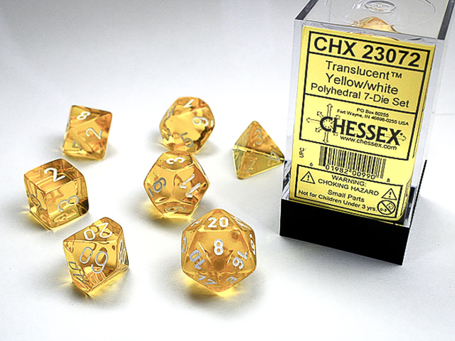 Translucent Polyhedral 7-Die Set - Yellow/White