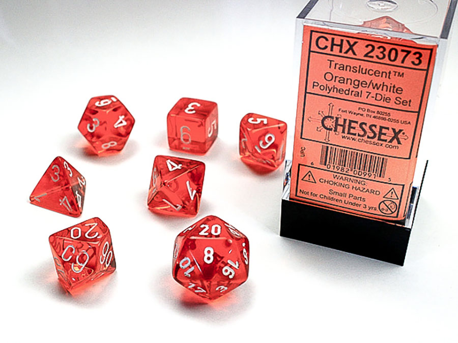 Translucent Polyhedral 7-Die Set - Orange/White