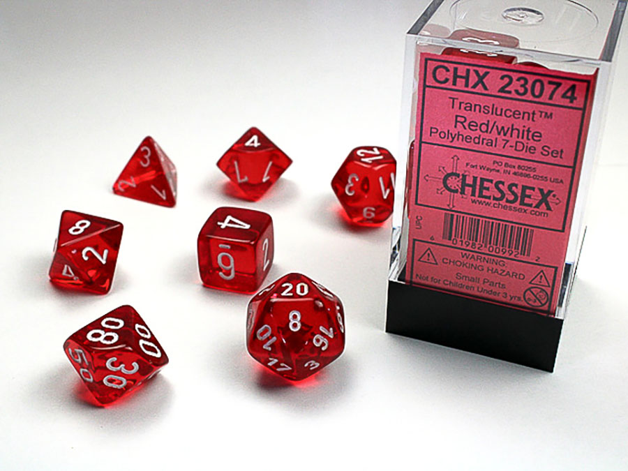 Translucent Polyhedral 7-Die Set - Red/White