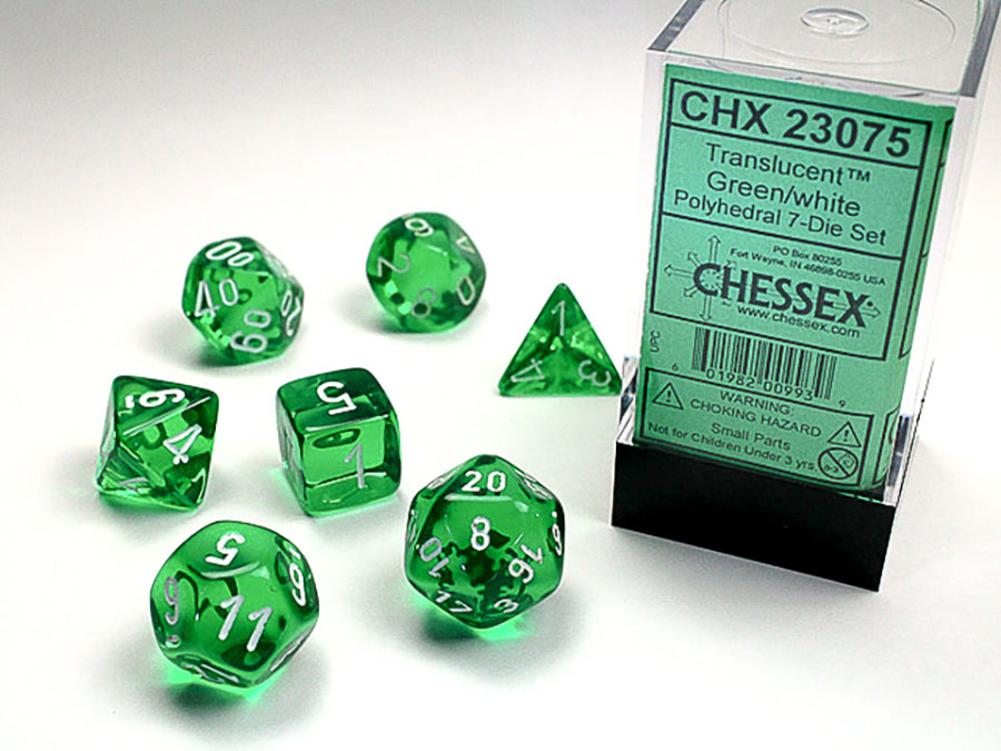 Translucent Polyhedral 7-Die Set - Green/White