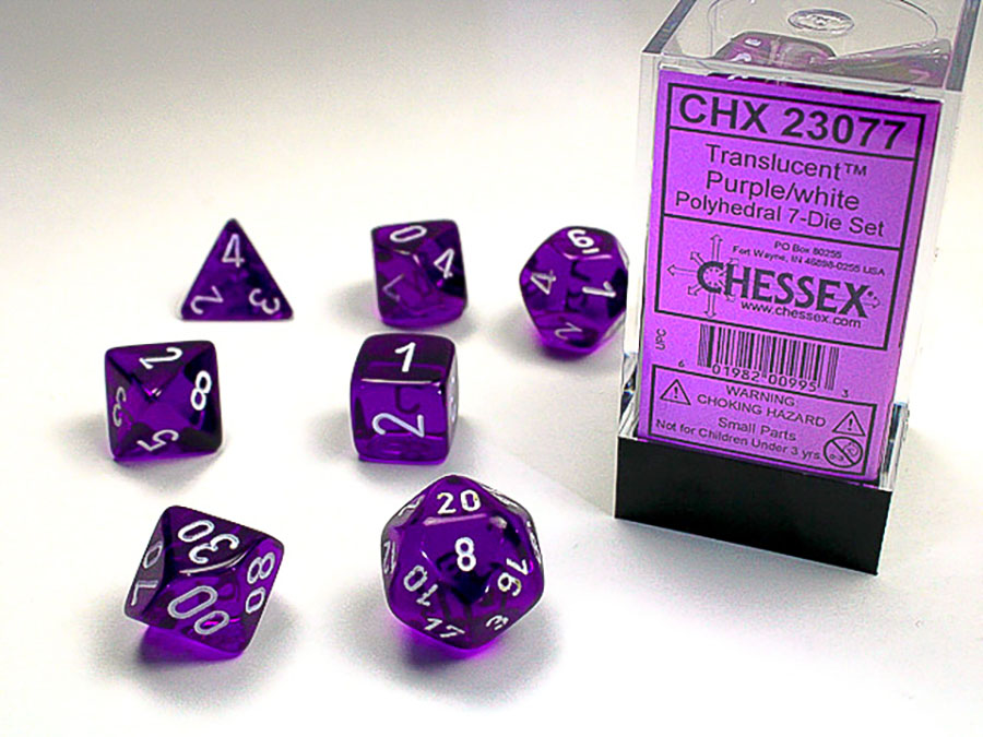 Translucent Polyhedral 7-Die Set - Purple/White