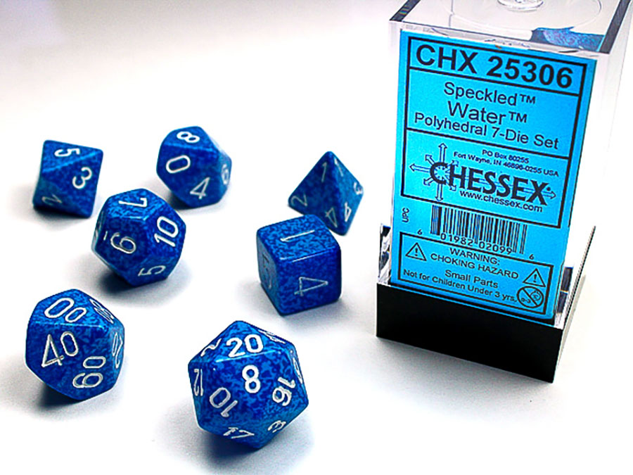 Speckled Polyhedral 7-Die Set - Water