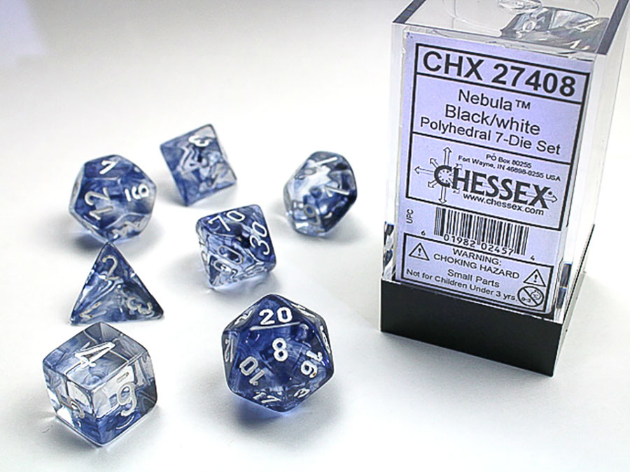 Nebula Polyhedral 7-Die Set - Black/White