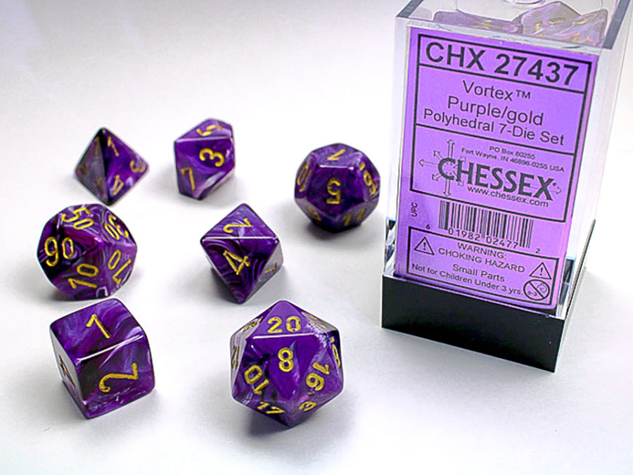 Vortex Polyhedral 7-Die Set - Purple/Gold