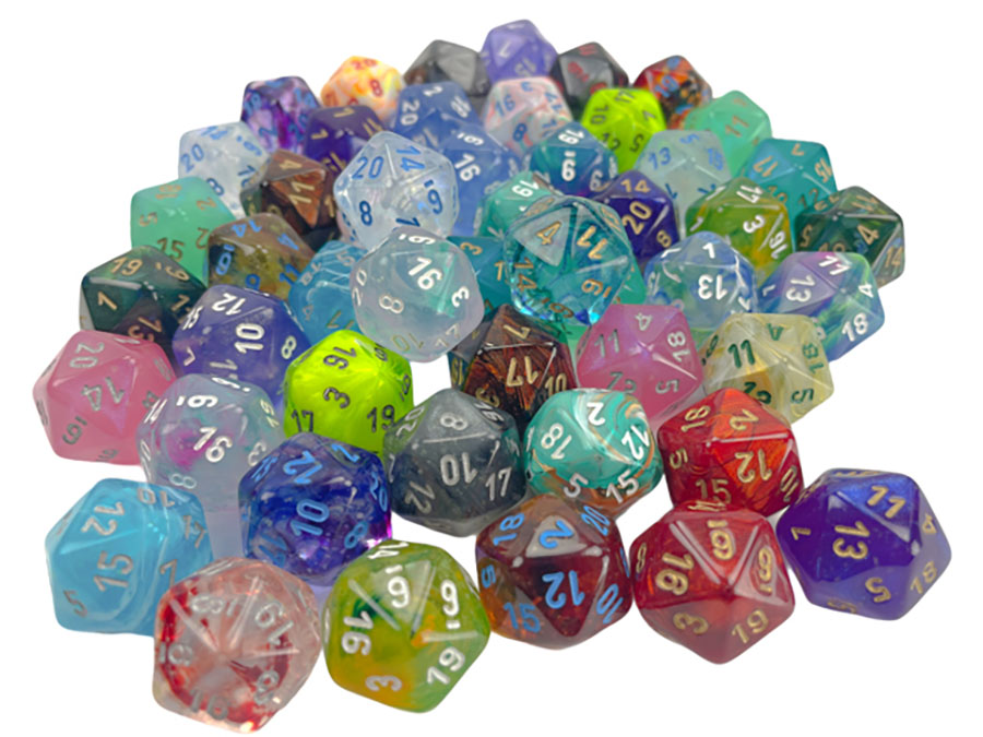 Bag Of 50 Assorted Loose Signature Polyhedral d20 Dice