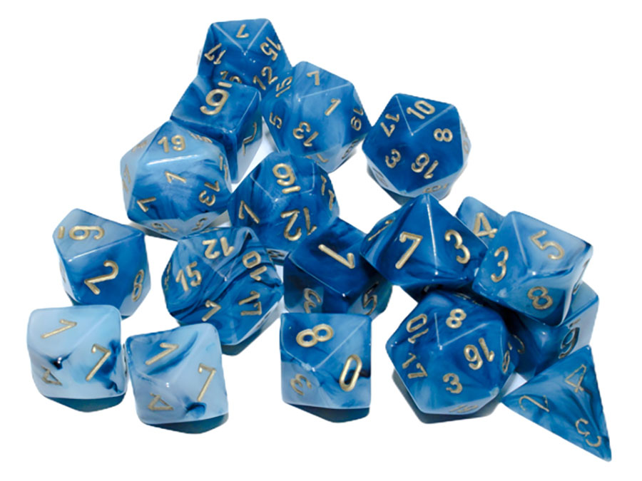Phantom Bag Of 20 Polyhedral Teal/Gold Dice Bag