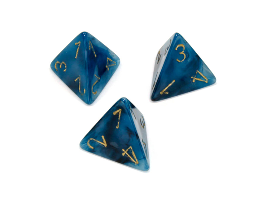 Phantom Polyhedral Teal/Gold Dice - D4